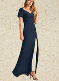 Audrina Sheath/Column V-Neck Floor-Length Chiffon Bridesmaid Dress UKP0019447