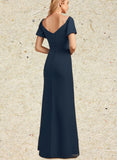 Audrina Sheath/Column V-Neck Floor-Length Chiffon Bridesmaid Dress UKP0019447