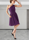 Trinity Chiffon One-shoulder Knee-length Bridesmaid Dress UKP0019454