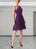 Trinity Chiffon One-shoulder Knee-length Bridesmaid Dress UKP0019454