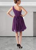 Trinity Chiffon One-shoulder Knee-length Bridesmaid Dress UKP0019454