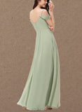 Elisa A-line V-Neck Floor-Length Chiffon Bridesmaid Dress UKP0019456