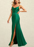 Lillianna A-line Cowl Floor-Length Satin Bridesmaid Dress UKP0019458