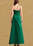 Shea A-line One Shoulder Floor-Length Satin Bridesmaid Dress UKP0019461