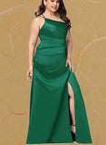 Shea A-line One Shoulder Floor-Length Satin Bridesmaid Dress UKP0019461