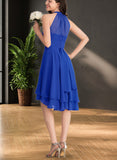 Gertrude A-line Scoop Asymmetrical Chiffon Bridesmaid Dress With Ruffle UKP0019467