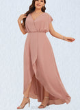 Nora A-line V-Neck Asymmetrical Chiffon Bridesmaid Dress UKP0019470