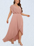 Nora A-line V-Neck Asymmetrical Chiffon Bridesmaid Dress UKP0019470