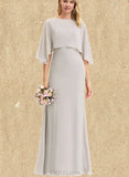 Giuliana Sheath/Column Square Floor-Length Chiffon Bridesmaid Dress UKP0019477