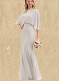 Giuliana Sheath/Column Square Floor-Length Chiffon Bridesmaid Dress UKP0019477