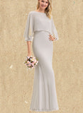 Giuliana Sheath/Column Square Floor-Length Chiffon Bridesmaid Dress UKP0019477