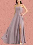 Nora A-line Straight Floor-Length Chiffon Bridesmaid Dress UKP0019480