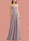 Nora A-line Straight Floor-Length Chiffon Bridesmaid Dress UKP0019480