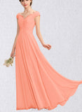 Jaycee A-line Off the Shoulder Floor-Length Chiffon Bridesmaid Dress With Ruffle UKP0019482