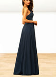 Danielle A-line V-Neck Floor-Length Chiffon Bridesmaid Dress With Pleated UKP0019491