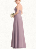 Quintina A-line Sweetheart Floor-Length Chiffon Bridesmaid Dress With Ruffle UKP0019495