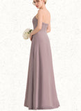 Quintina A-line Sweetheart Floor-Length Chiffon Bridesmaid Dress With Ruffle UKP0019495