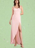 Selena Sheath/Column V-Neck Floor-Length Chiffon Bridesmaid Dress UKP0019498