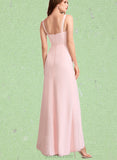 Selena Sheath/Column V-Neck Floor-Length Chiffon Bridesmaid Dress UKP0019498