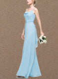 Renata A-line Cowl Floor-Length Chiffon Bridesmaid Dress With Ruffle UKP0019501