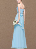 Renata A-line Cowl Floor-Length Chiffon Bridesmaid Dress With Ruffle UKP0019501