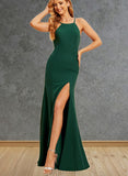 Marlie Trumpet/Mermaid High Neck Floor-Length Chiffon Bridesmaid Dress UKP0019510