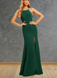 Marlie Trumpet/Mermaid High Neck Floor-Length Chiffon Bridesmaid Dress UKP0019510