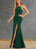 Marlie Trumpet/Mermaid High Neck Floor-Length Chiffon Bridesmaid Dress UKP0019510