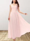 Baylee A-line Cowl Floor-Length Chiffon Bridesmaid Dress UKP0019515