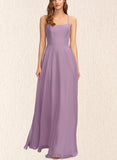 Phoenix A-line Scoop Floor-Length Chiffon Bridesmaid Dress UKP0019516