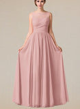 Brynlee Chiffon Lace A-Line Floor-length Bridesmaid Dress UKP0019525