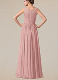 Brynlee Chiffon Lace A-Line Floor-length Bridesmaid Dress UKP0019525