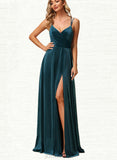 Jess A-line V-Neck Floor-Length Velvet Bridesmaid Dress UKP0019540