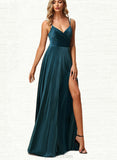 Jess A-line V-Neck Floor-Length Velvet Bridesmaid Dress UKP0019540