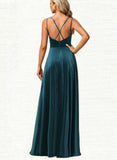 Jess A-line V-Neck Floor-Length Velvet Bridesmaid Dress UKP0019540