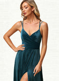 Jess A-line V-Neck Floor-Length Velvet Bridesmaid Dress UKP0019540