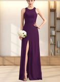 Jaylyn A-line Scoop Floor-Length Chiffon Bridesmaid Dress UKP0019546