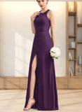 Jaylyn A-line Scoop Floor-Length Chiffon Bridesmaid Dress UKP0019546