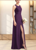 Jaylyn A-line Scoop Floor-Length Chiffon Bridesmaid Dress UKP0019546