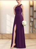 Jaylyn A-line Scoop Floor-Length Chiffon Bridesmaid Dress UKP0019546