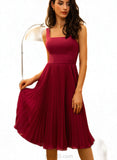 Rita A-line Square Knee-Length Chiffon Bridesmaid Dress With Pleated UKP0019547