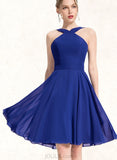 Kali A-line V-Neck Chiffon Bridesmaid Dress UKP0019548