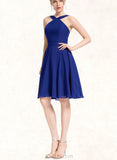 Kali A-line V-Neck Chiffon Bridesmaid Dress UKP0019548