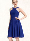 Kali A-line V-Neck Chiffon Bridesmaid Dress UKP0019548