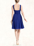 Kali A-line V-Neck Chiffon Bridesmaid Dress UKP0019548