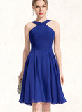 Kali A-line V-Neck Chiffon Bridesmaid Dress UKP0019548