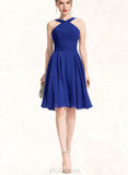 Kali A-line V-Neck Chiffon Bridesmaid Dress UKP0019548