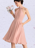 Tricia A-line Scoop Knee-Length Chiffon Bridesmaid Dress UKP0019550