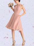 Tricia A-line Scoop Knee-Length Chiffon Bridesmaid Dress UKP0019550