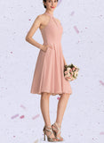 Tricia A-line Scoop Knee-Length Chiffon Bridesmaid Dress UKP0019550